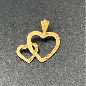 Michael Anthony 14K Solid‎ Yellow Gold Small Open Heart Textured Pendant Charm